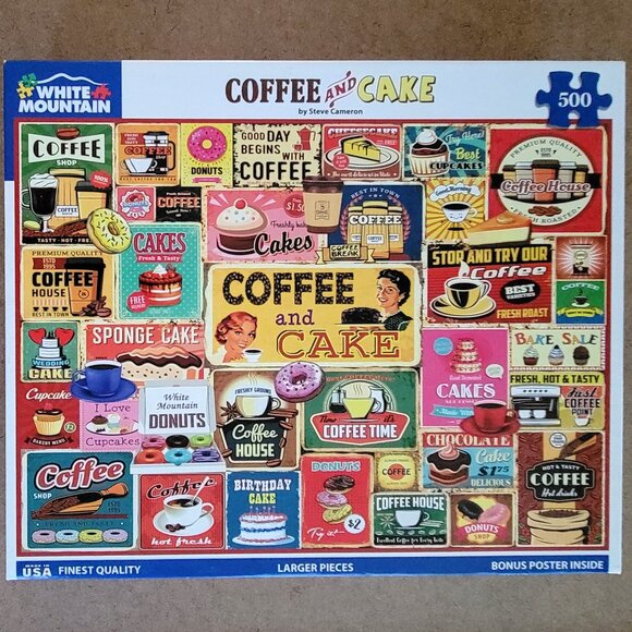 White Mountain COFFEE and CAKE Jigsaw Puzzle 500 pieces - Picture 3 of 8